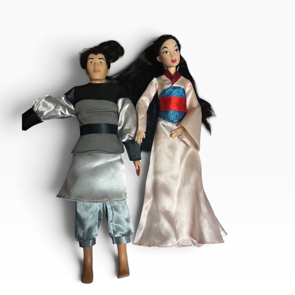 Vintage Disney Mulan and Li Shang Fashion Doll Pair 12" Figures Imperial Outfits